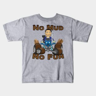 No Mud No Fun Off Road Tractor Blue Kids T-Shirt